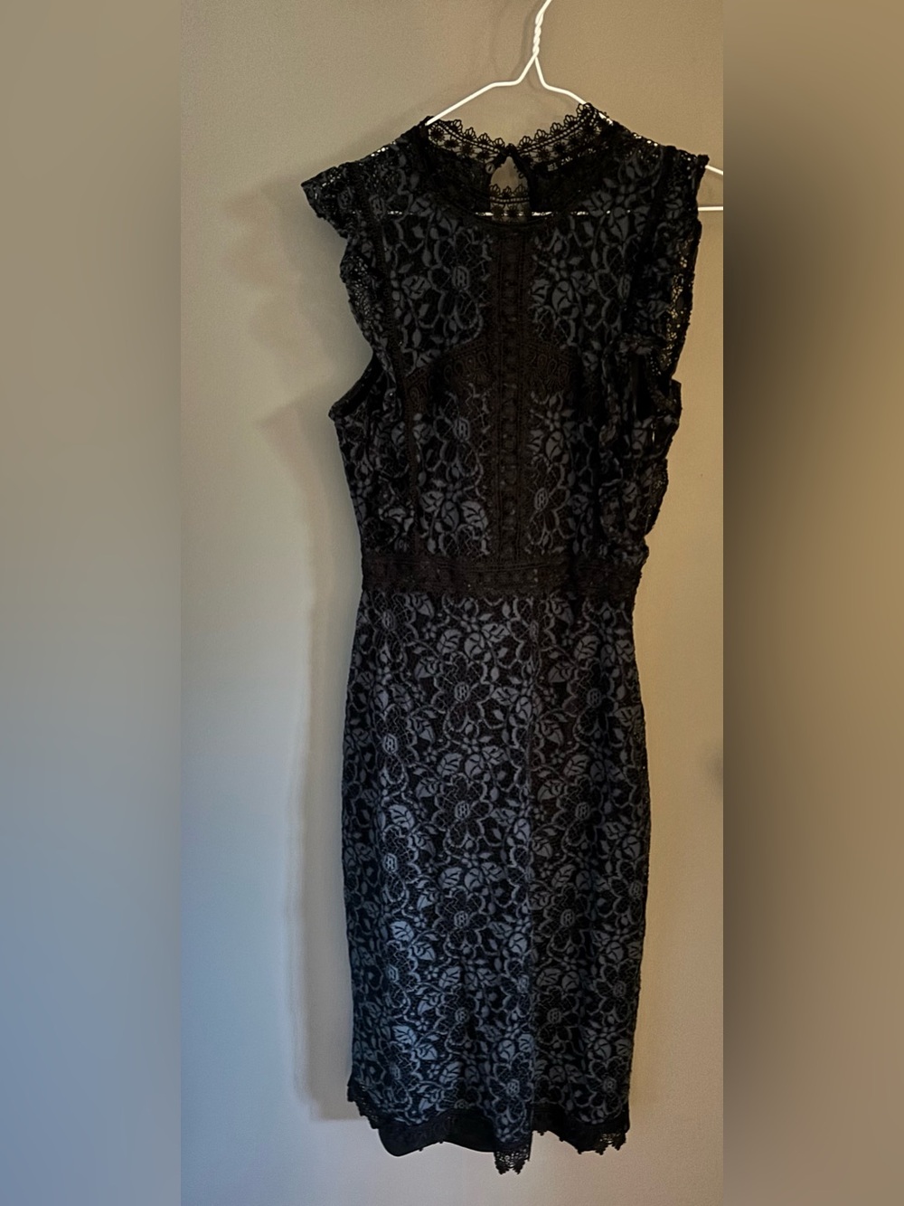 Zara Black Floral Lace Sheath Dress